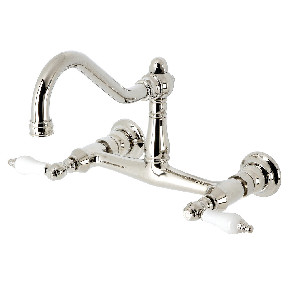 Vintage Wall-Mount Bathroom Faucet in Polished Nickel