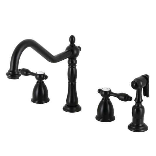 Tudor Widespread Kitchen Faucet in Matte Black