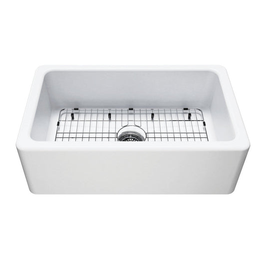 Kaolin 29.75 Inch Farmhouse Kitchen Sink in White