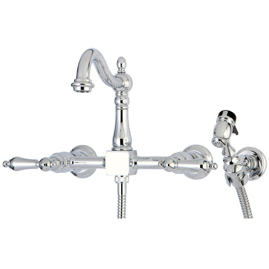 Heritage Wall Mount Kitchen Faucet in Polished Chrome