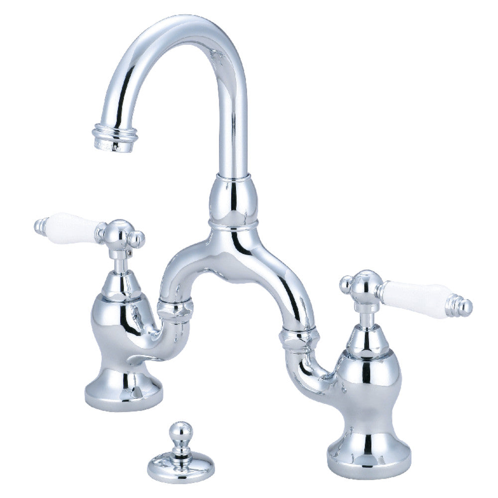 English Country Bridge Bathroom Faucet in Polished Chrome