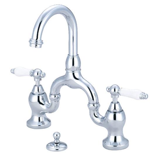 English Country Bridge Bathroom Faucet in Polished Chrome