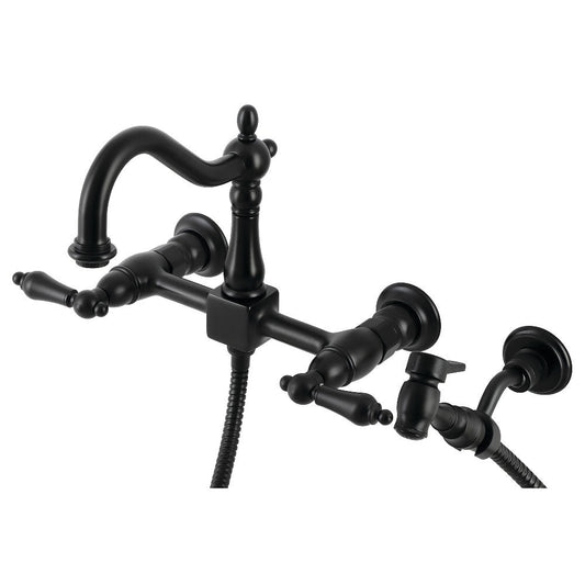 Heritage Wall Mount Kitchen Faucet in Matte Black