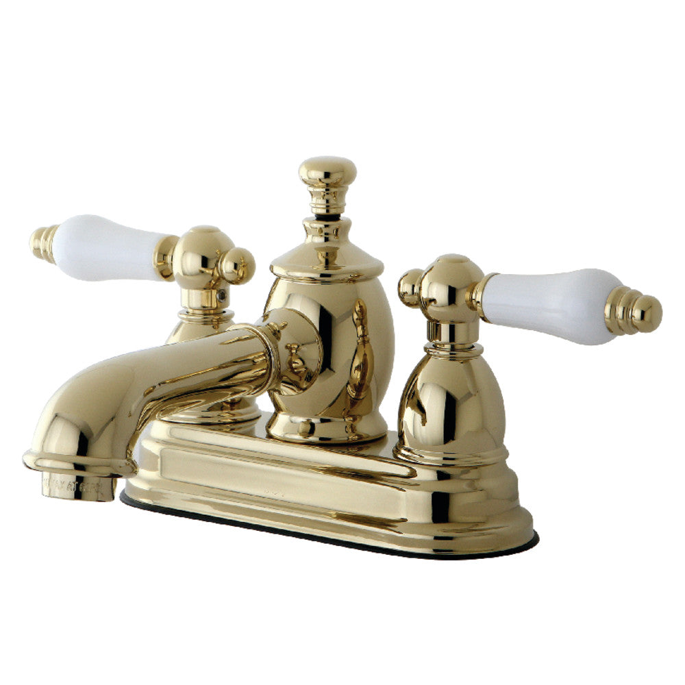 English Country 4 Inch Centerset Bathroom Faucet in Polished Brass