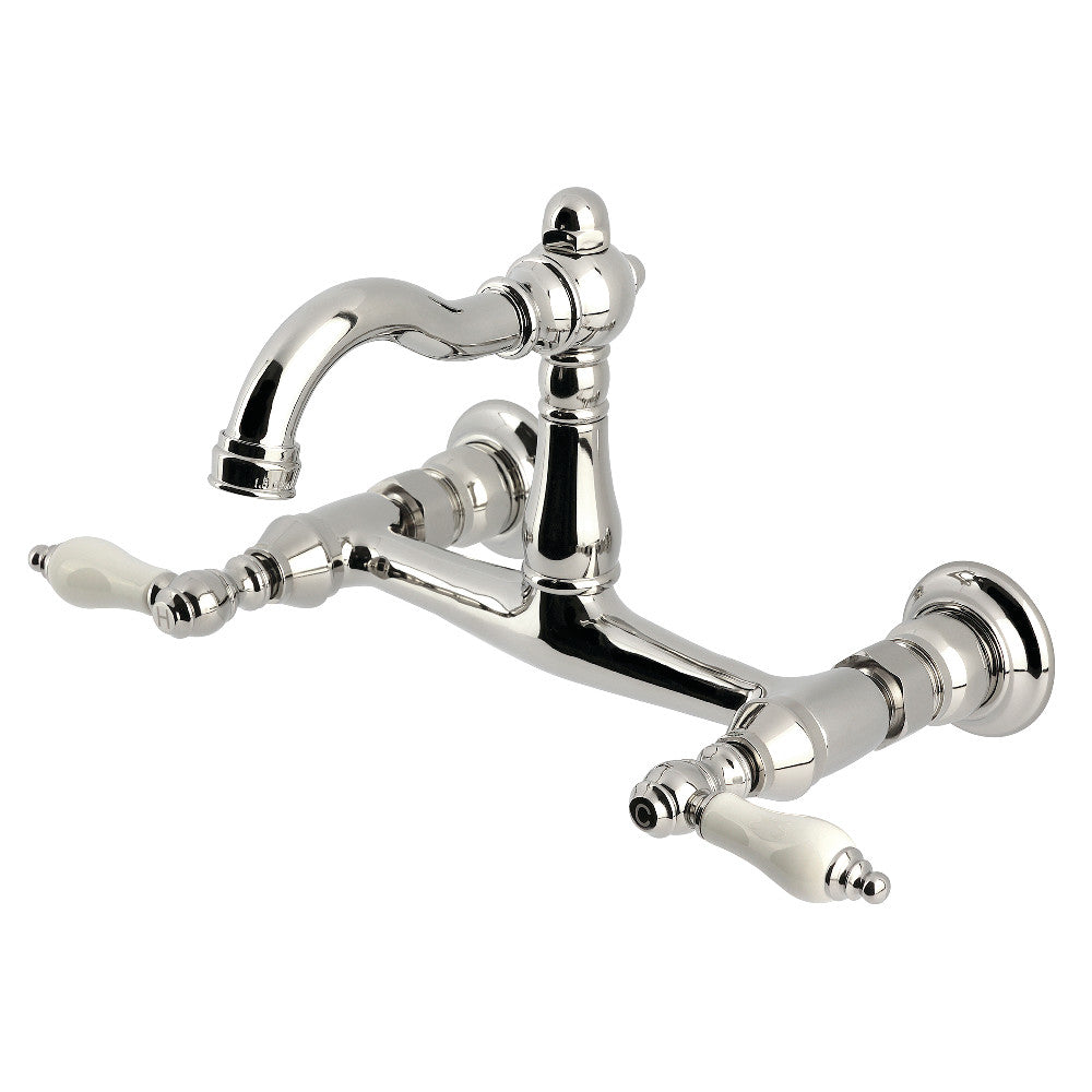 Vintage Wall Mount Kitchen Faucet in Polished Nickel