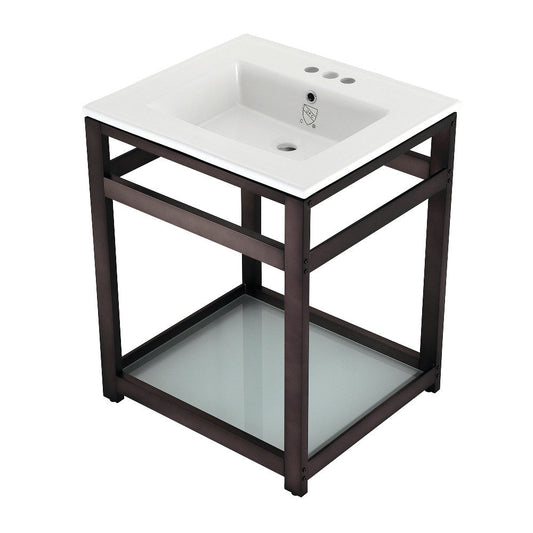 Quadras 25.19 Inch Console Sink in White