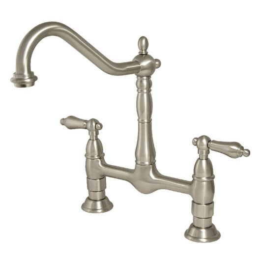 Heritage Bridge Kitchen Faucet in Brushed Nickel