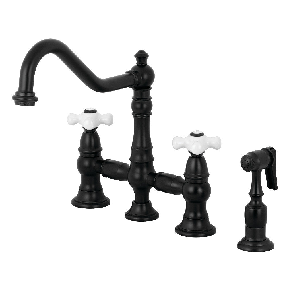 Restoration Bridge Kitchen Faucet in Matte Black