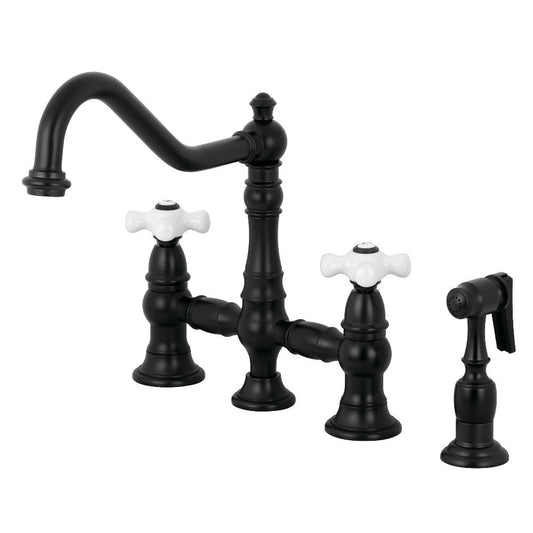 Restoration Bridge Kitchen Faucet in Matte Black