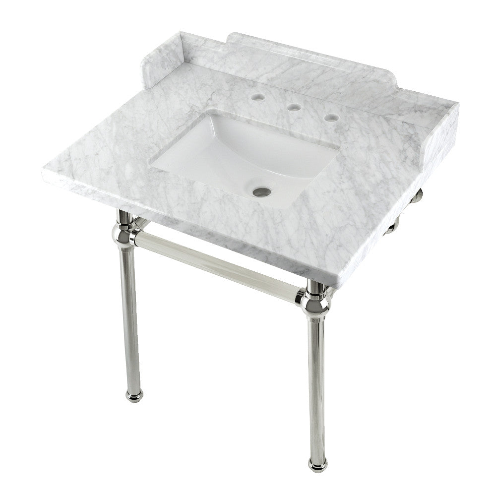 Pemberton 30 Inch Console Sink in Carrara Marble