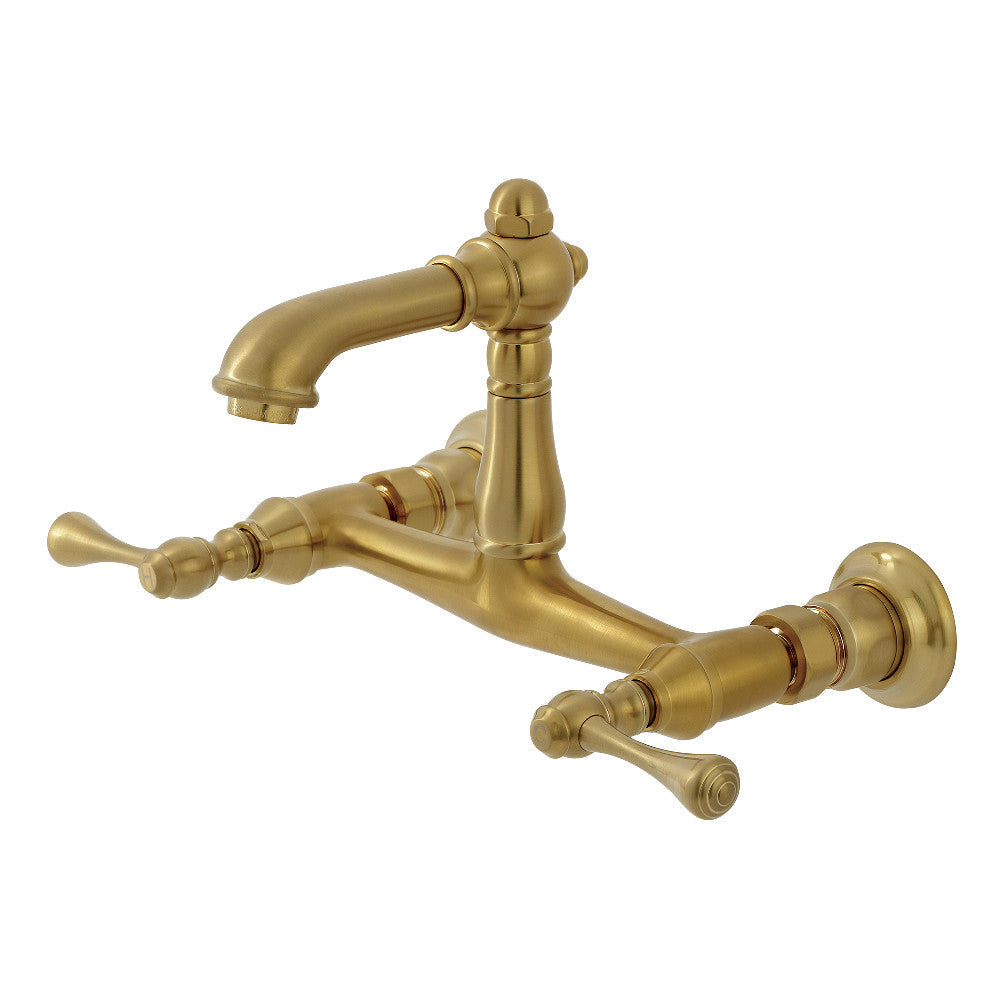 English Country Wall-Mount Bathroom Faucet in Brushed Brass