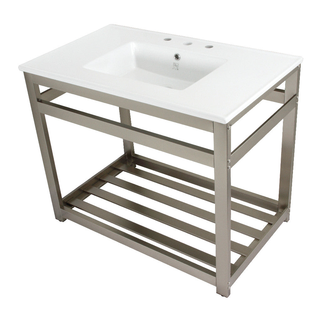 Quadras 37.38 Inch Console Sink in White