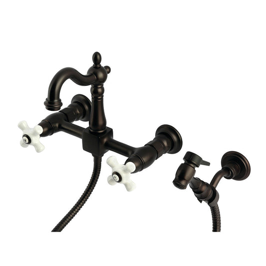Heritage Wall Mount Kitchen Faucet in Oil Rubbed Bronze