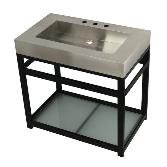 Kingston Commercial 37 Inch Console Sink in Brushed Black