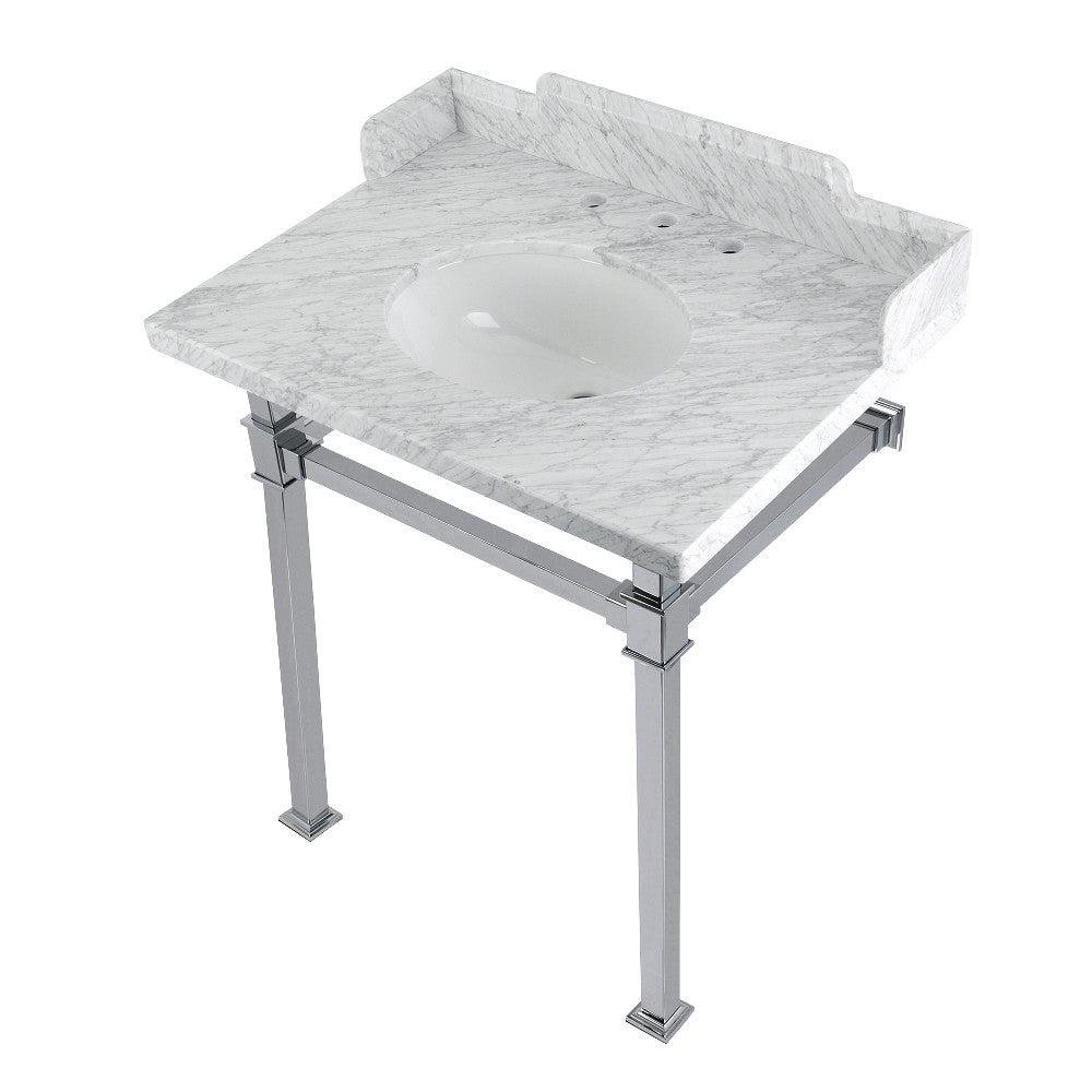 Viceroy 30 Inch Console Sink in Carrara Marble