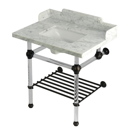 Pemberton 30 Inch Console Sink in Carrara Marble