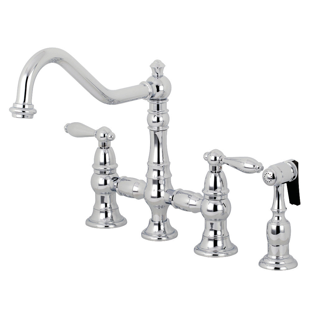 Restoration Bridge Kitchen Faucet in Polished Chrome