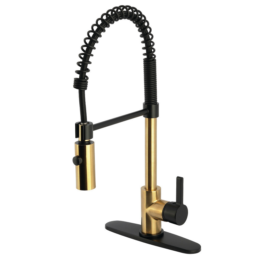 Continental Pre-Rinse Kitchen Faucet in Brushed Brass/Matte Black