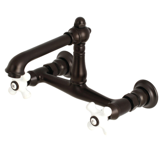 English Country Wall-Mount Bathroom Faucet in Oil Rubbed Bronze