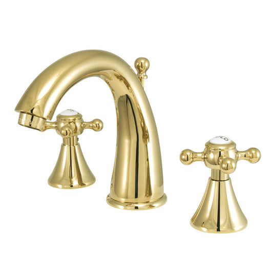 English Country Widespread Bathroom Faucet in Polished Brass