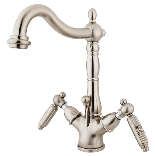 Victorian 4 Inch Centerset Bathroom Faucet in Brushed Nickel