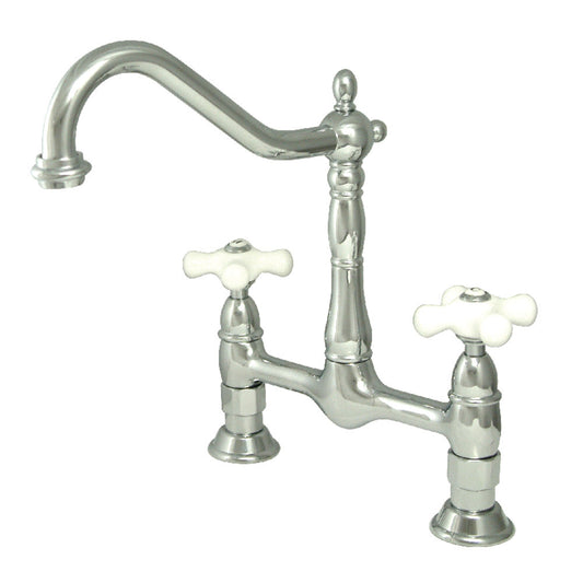 Heritage Bridge Kitchen Faucet in Polished Chrome