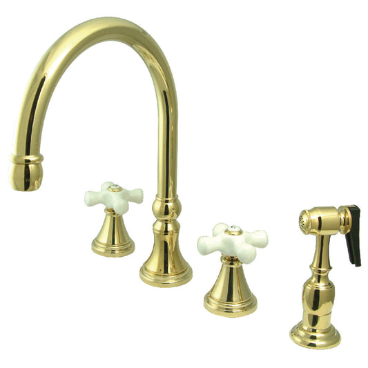 Governor Widespread Kitchen Faucet in Polished Brass