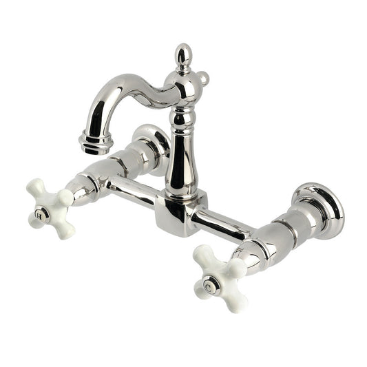 Heritage Wall Mount Kitchen Faucet in Polished Nickel