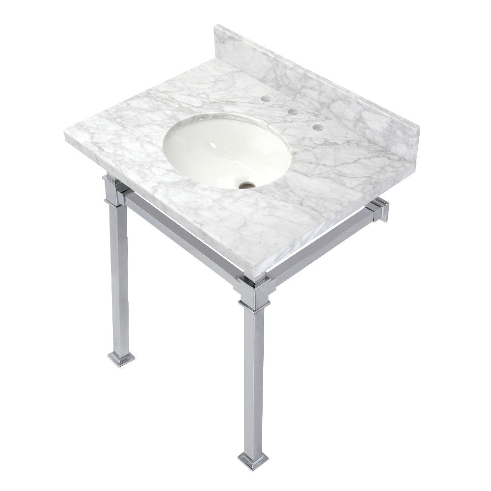 Monarch 30 Inch Console Sink in Carrara Marble