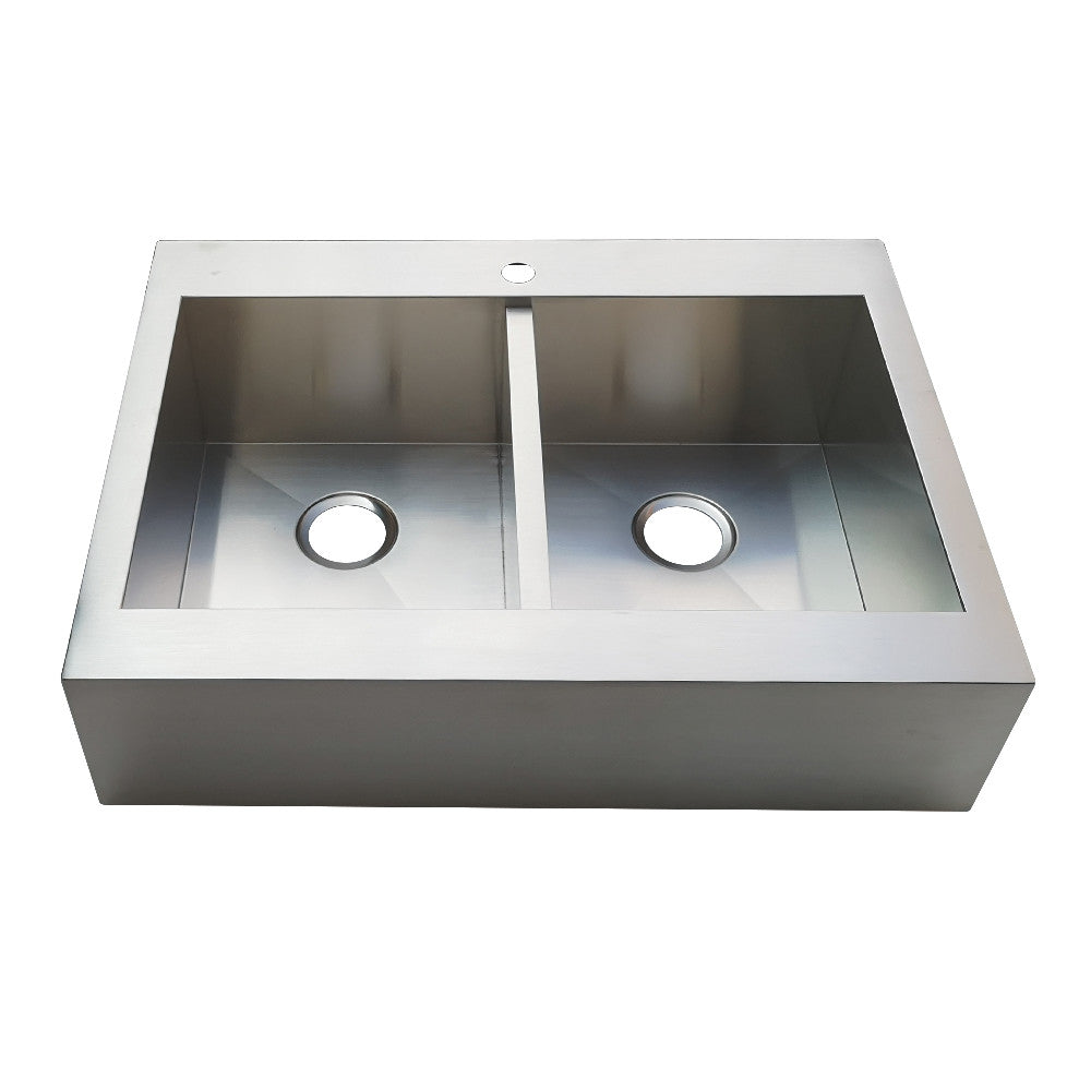 Edinburg 35.75 Inch Farmhouse Kitchen Sink in Brushed Stainless