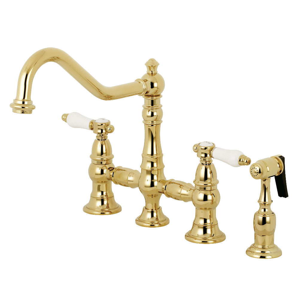 Bel-Air Bridge Kitchen Faucet in Polished Brass