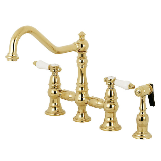 Bel-Air Bridge Kitchen Faucet in Polished Brass