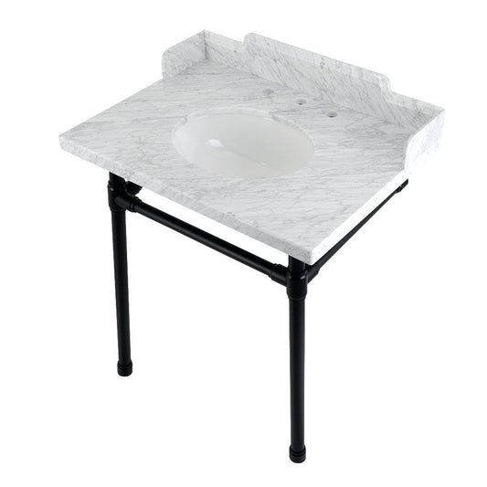 Dreyden 30 Inch Console Sink in Carrara Marble