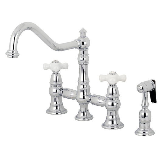 Restoration Bridge Kitchen Faucet in Polished Chrome