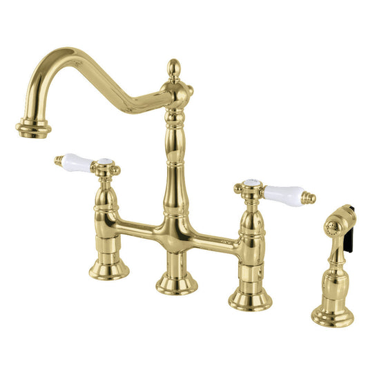 Bel-Air Bridge Kitchen Faucet in Polished Brass